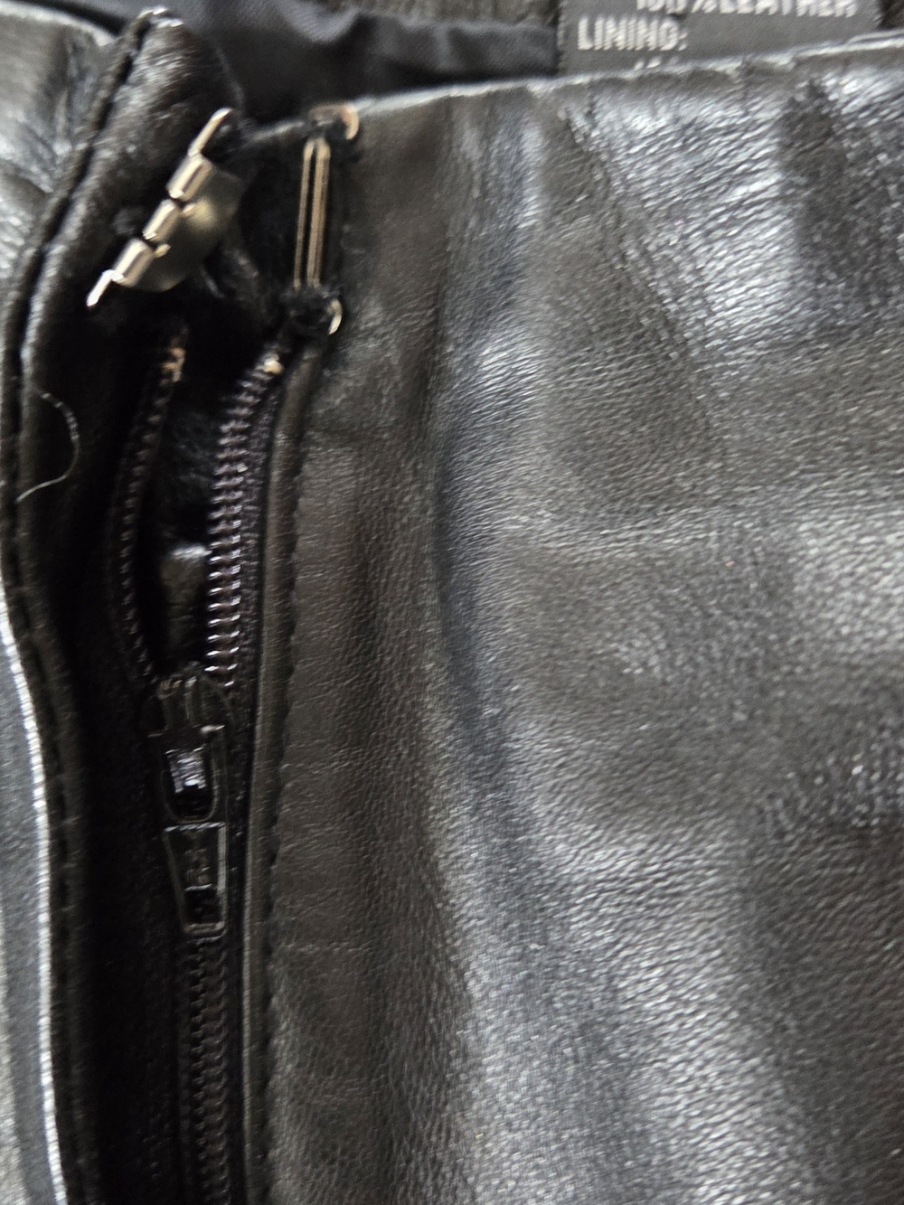 INC 100% Leather Straight Leg Pants High Rise Black Size 10 - Picture 4 of 5